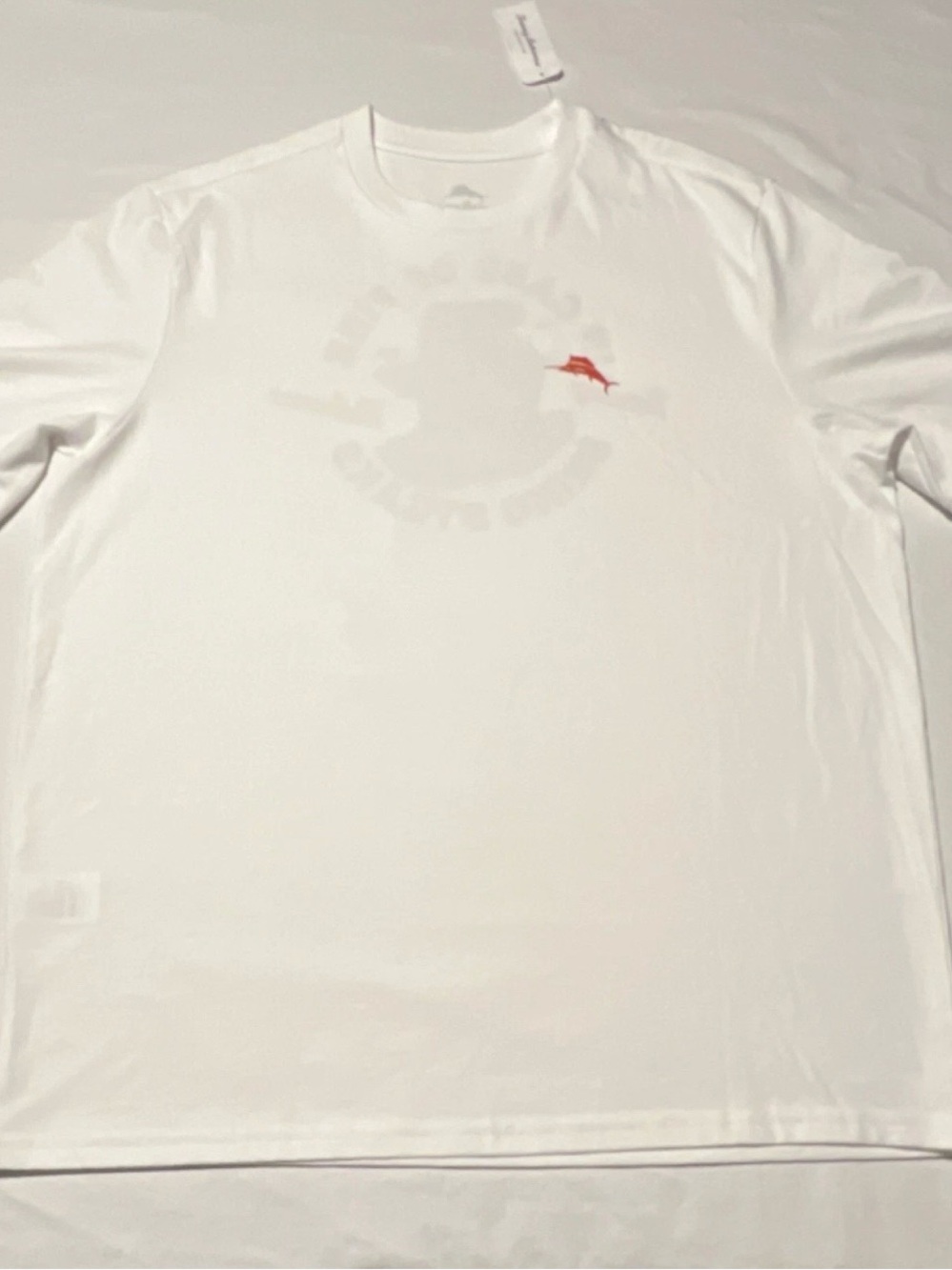 Tommy Bahama White Short Sleeve Shirt with Red Marlin Logo